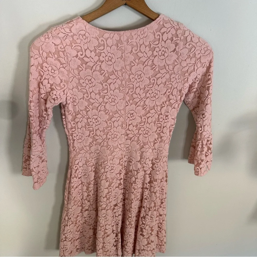 Abercrombie Kids Dusty Pink Lace Floral 3/4 Sleeve Dress